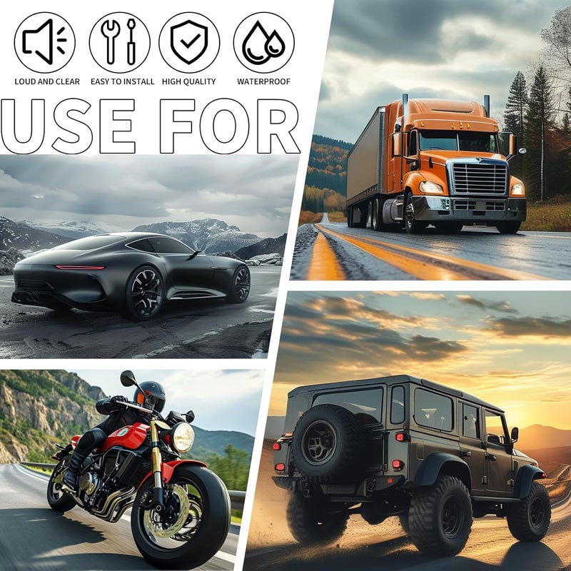 FARBIN Train horn 12V Electric Loud Truck Horn for Car Dual Horns for Motorcycle Truck Pickup SUV Boat (Silver) - Image 4